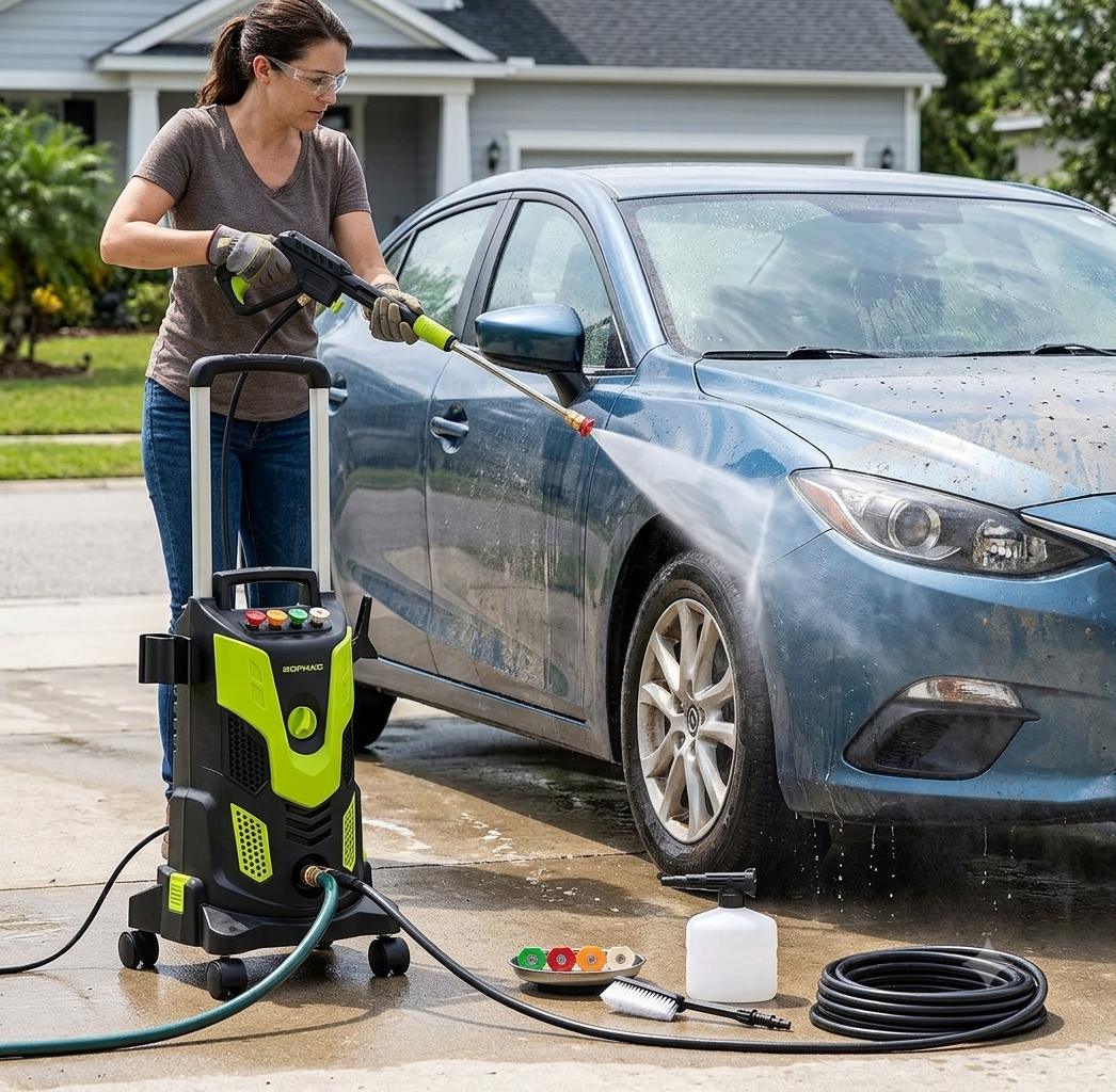 2300 PSI Electric Pressure Washer with Foam Cannon & 4 Spray Nozzles