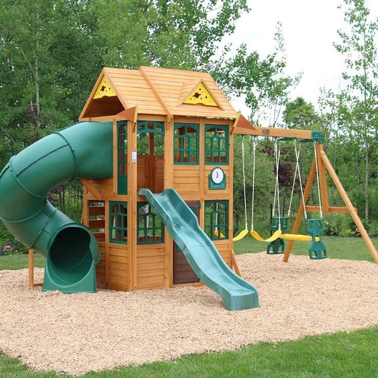 KidKraft Bear Cave Lodge Swing Set Playset